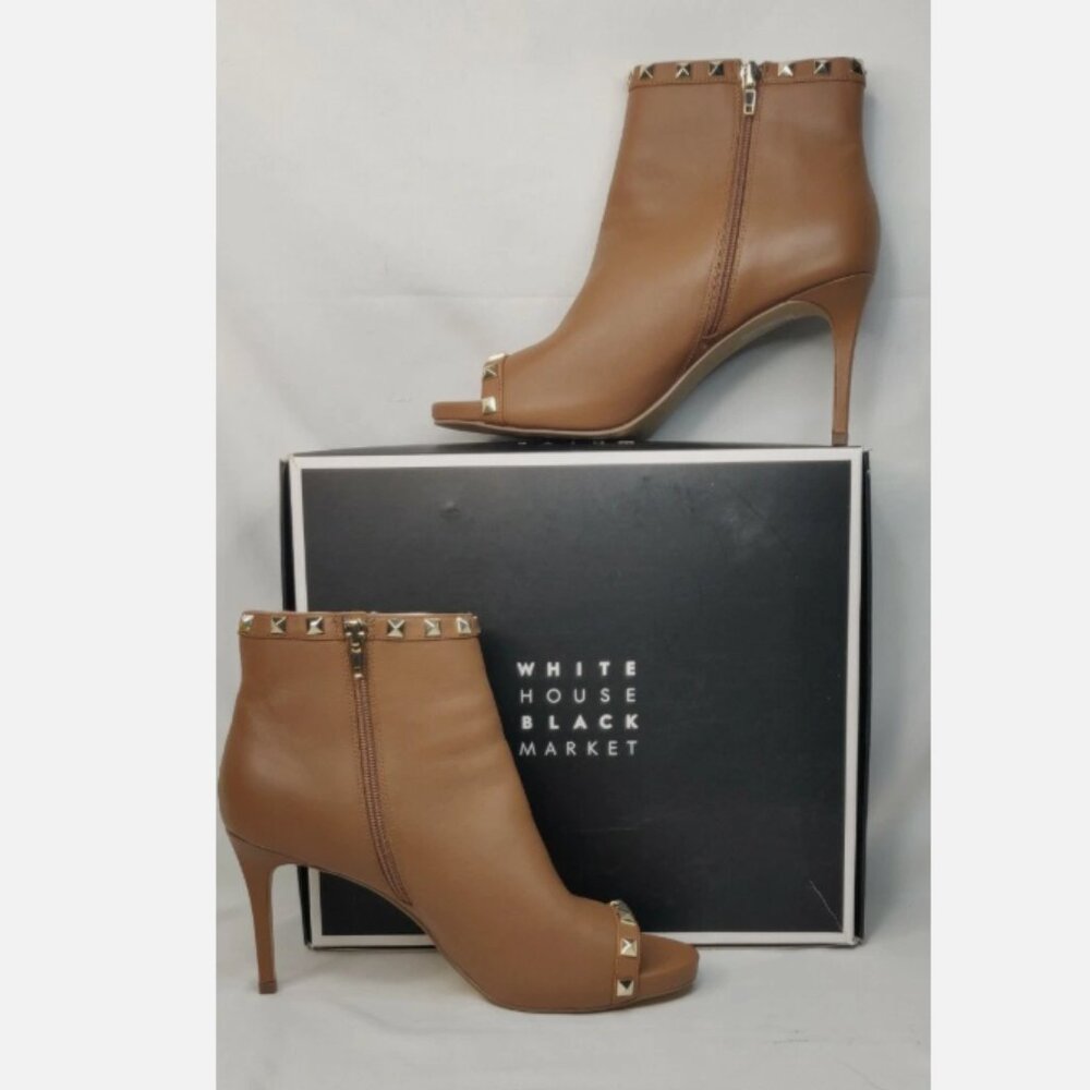 NIB White House Black Market Sienna Studded High Heeled Shootie Vachetta Size 9